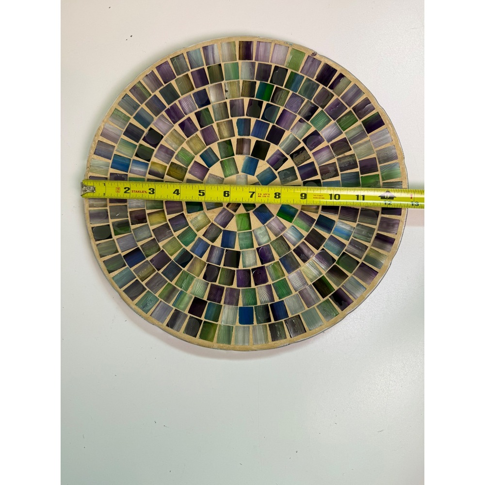 Home Interiors & Gifts Mosaic Glass Decorative Plate Purple Green Blue 12.5in - Picture 3 of 5